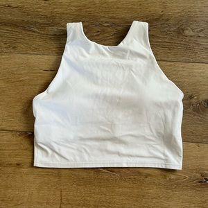 Athleta cropped workout top with built in sports bra in white